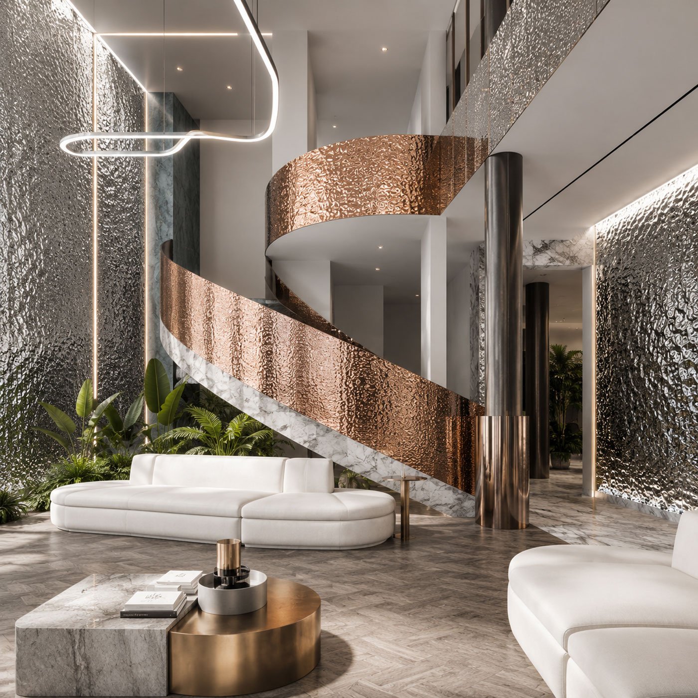 SS Ripple Sheet Staircase Cladding